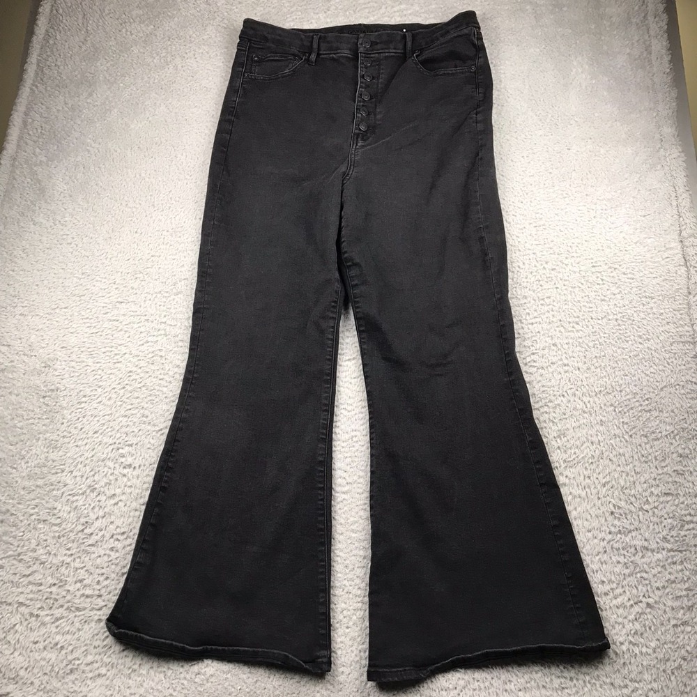 American Eagle Curvy Highest Rise Flare Jeans Womens 18 (36x29) Black Button Fly